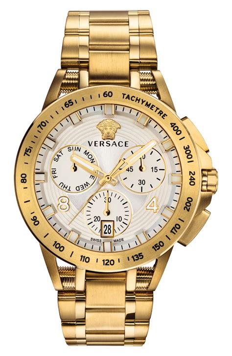 versace watches white and gold|Versace chrono watch.